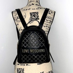 EUC “ Love ❤️ Moschino” Black Leather Backpack